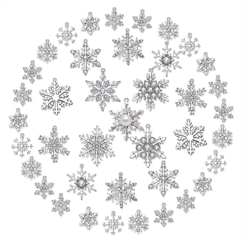 3990 35 Pieces Rhinestone Snowflake Charms for Jewelry Making Crafting